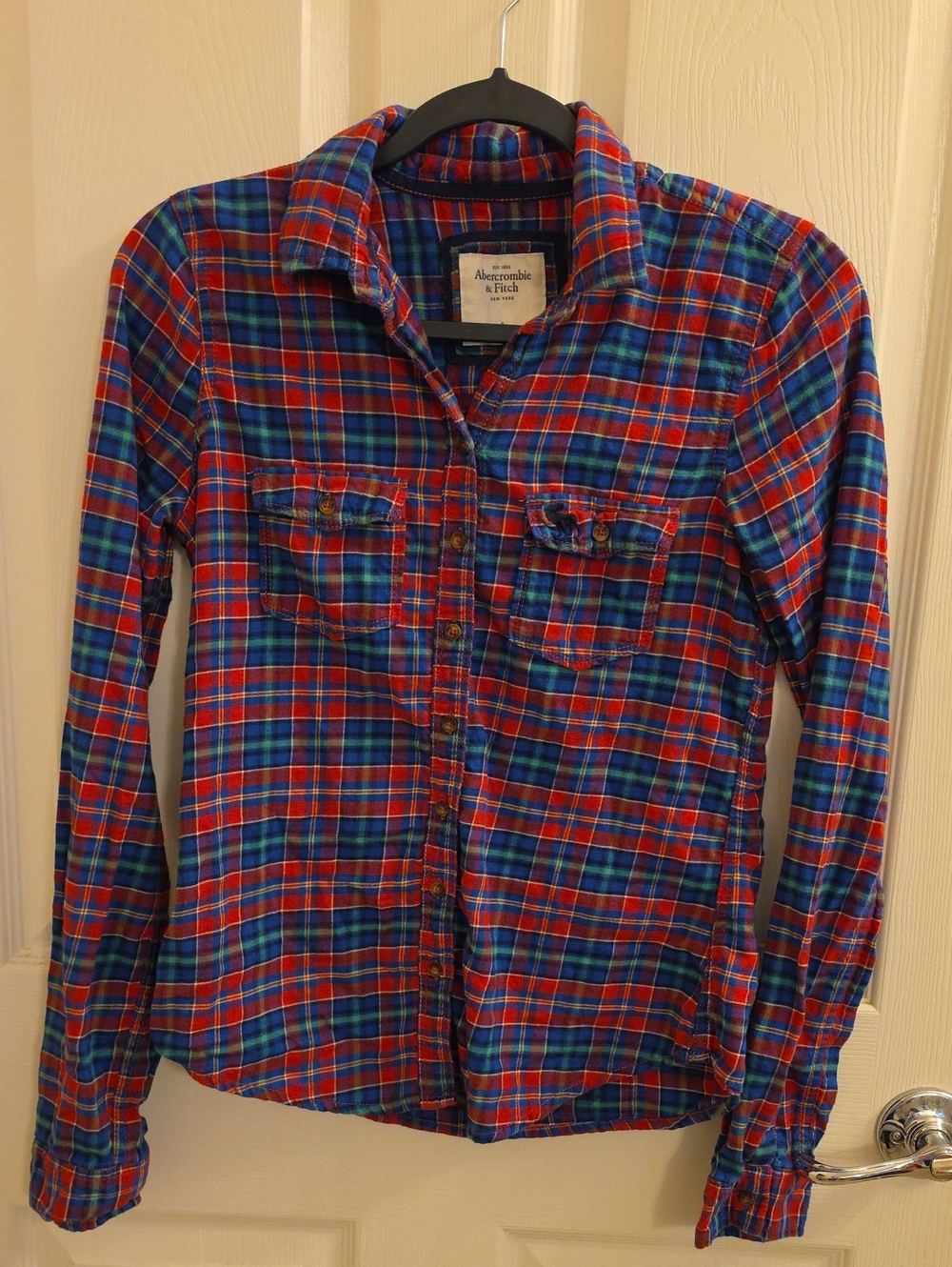 Vintage Abercrombie & Fitch Plaid Flannel Shirt Y2K 90s Red Blue S